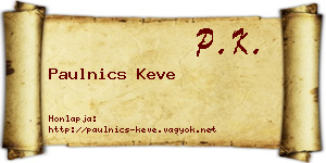 Paulnics Keve névjegykártya